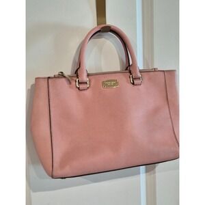 Michael Kors Savannah Satchel Pink Saffiano Leather Handbag Gold Hardware